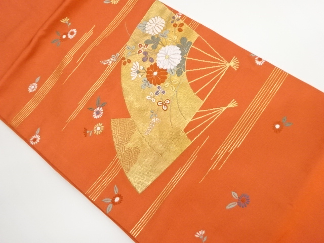 JAPANESE KIMONO / VINTAGE NAGOYA OBI / WOVEN AUTUMN FLOWERS
